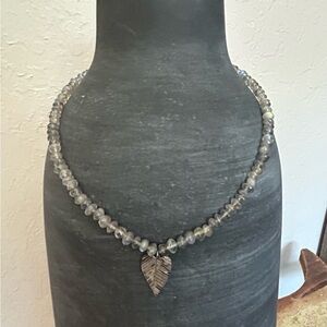 Laborite Silver Leaf Pendant Necklace